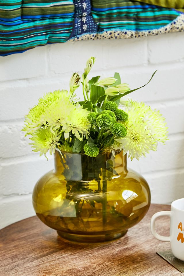 Olive Glass Bubble Vase Urban Outfitters UK