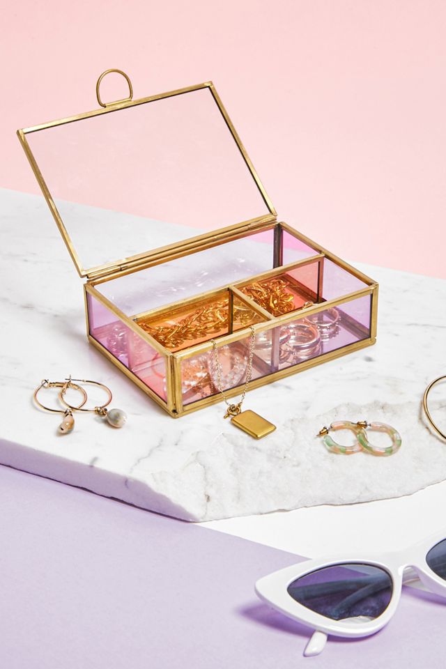 Mini Coloured Glass Jewellery Box