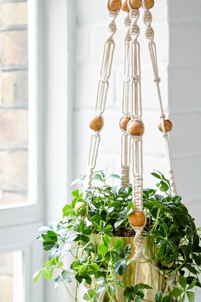 Macrame & Bead Hanging Planter #1
