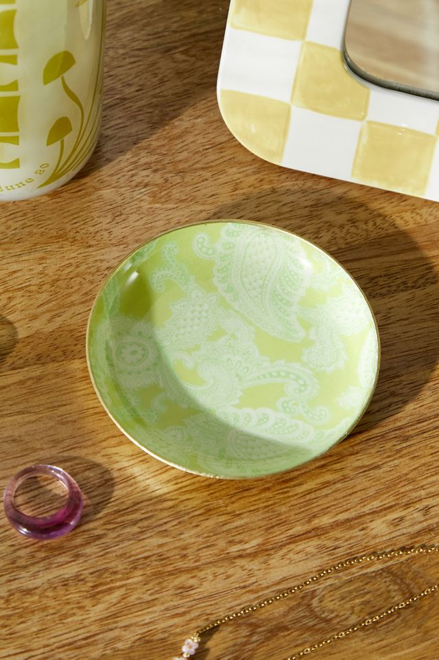 Yellow Paisley Trinket Tray  #1