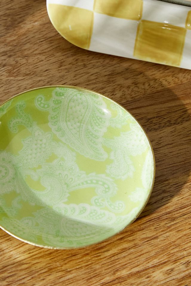 Yellow Paisley Trinket Tray  #2