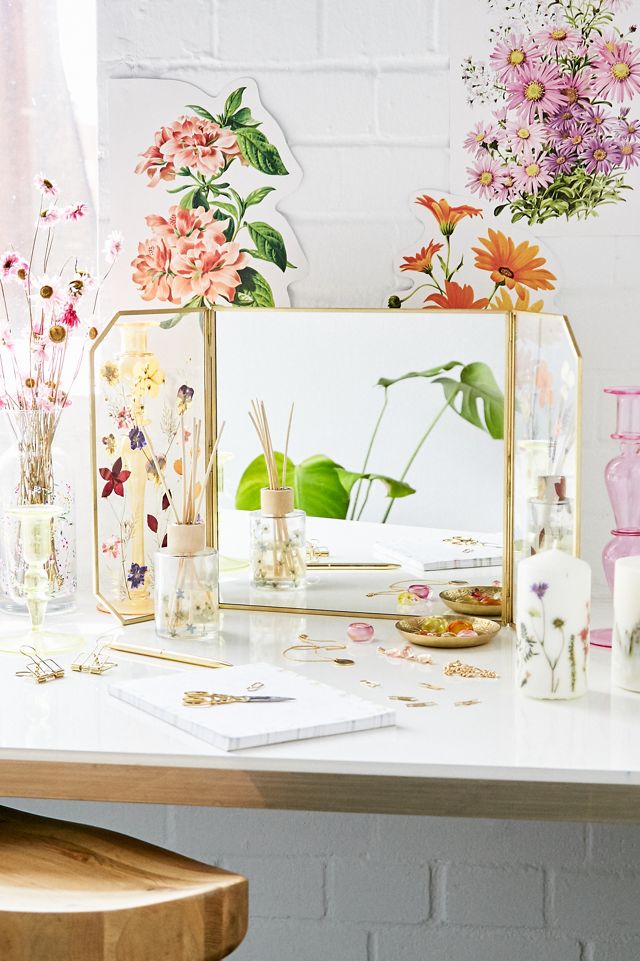 Pressed Flowers Dressing Table Mirror | Urban Outfitters UK
