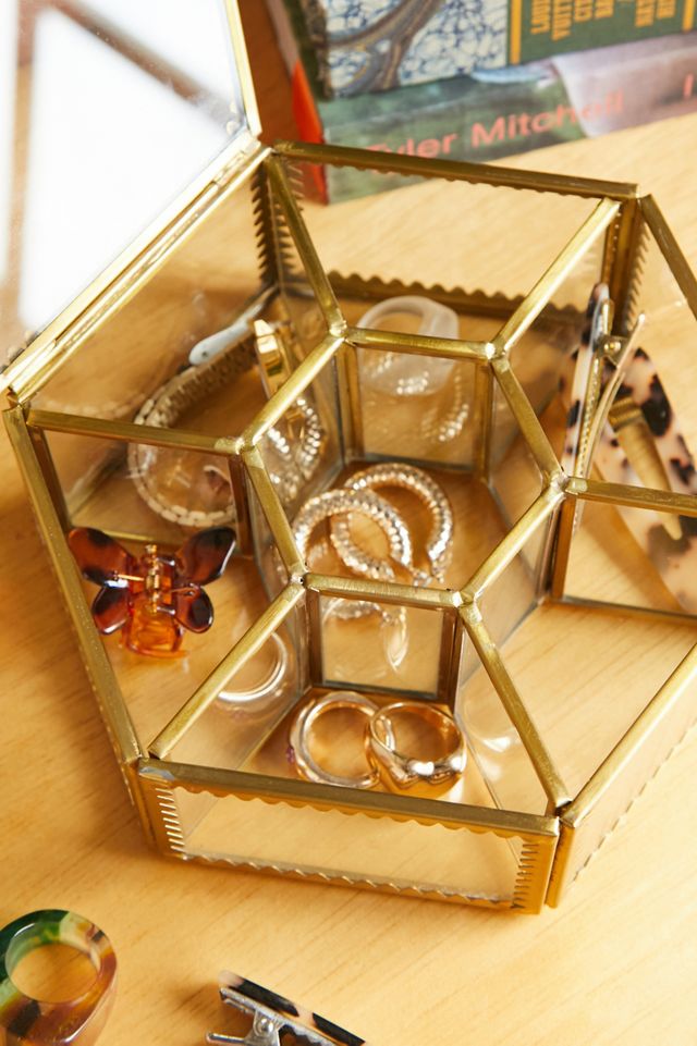 Hexagonal Glass Jewellery Box #1
