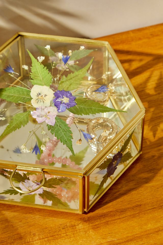 Caja Grande de Joyería con Flores Prensadas #1