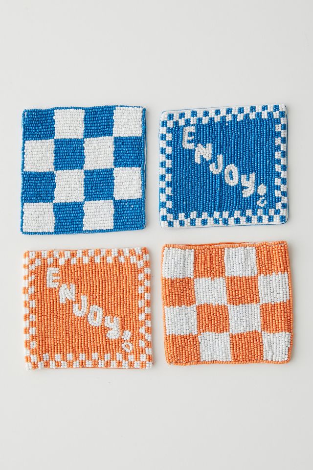 Beaded Enjoy Coaster Set #1