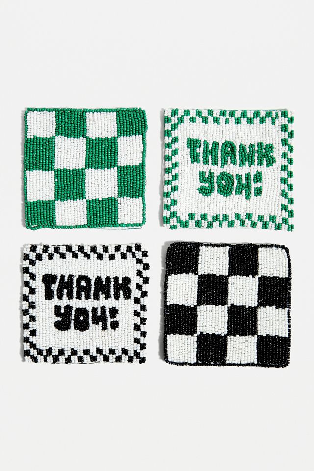 Beaded Thank You Coaster Set #1