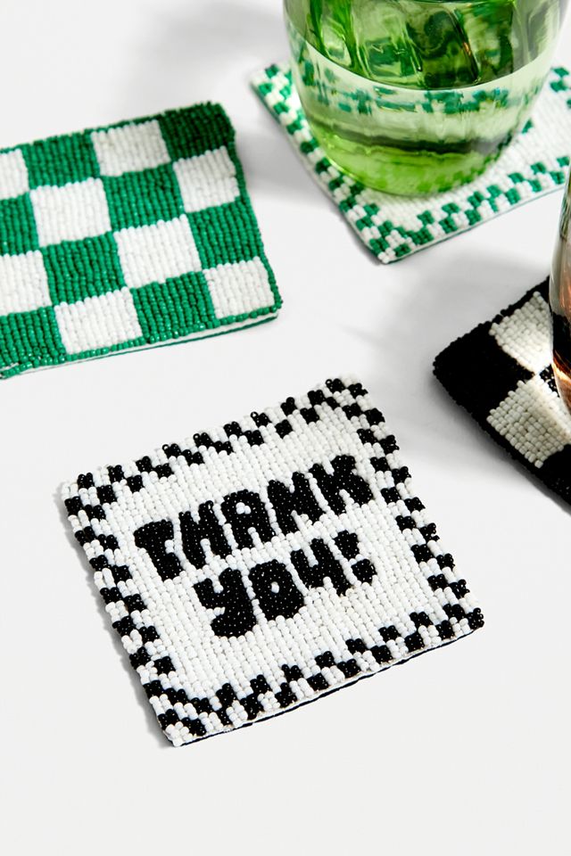 Beaded Thank You Coaster Set #2