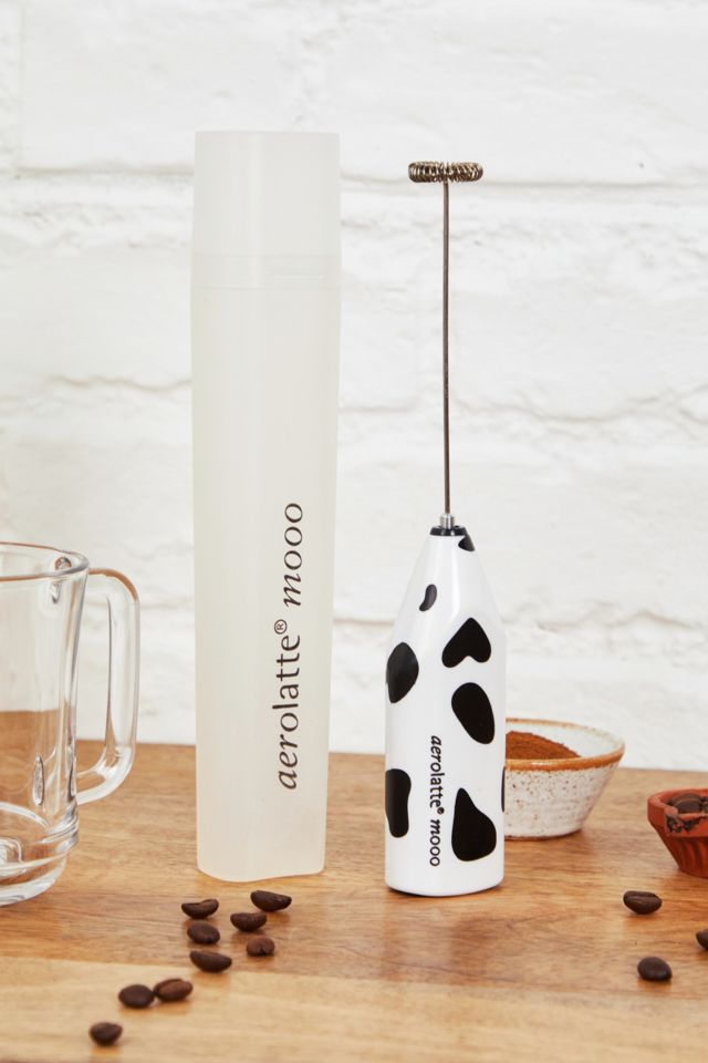 100% Genuine! AEROLATTE Mooo Milk Frother with Travel Storage Case Cow  Print!