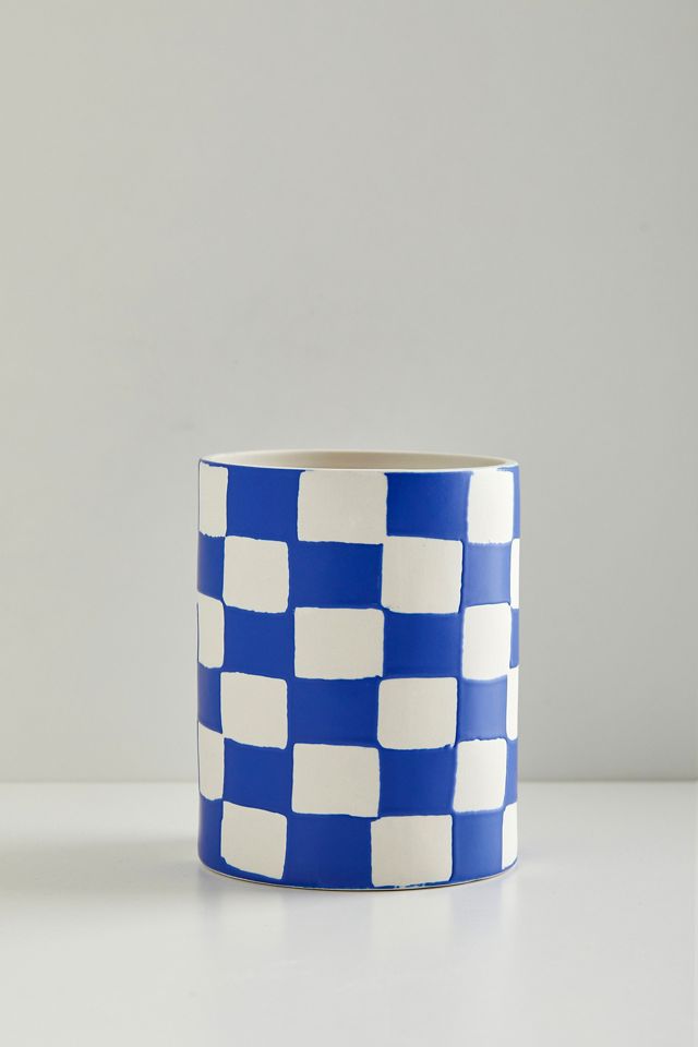 Blue Check Utensil Holder #1