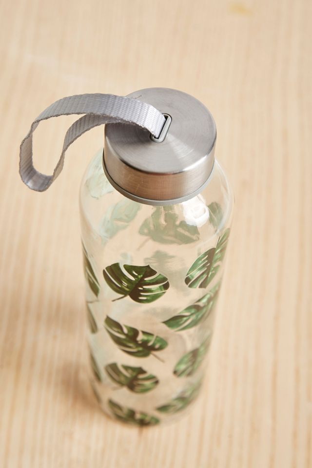 Small Monstera Leaf Glass Water Bottle #2
