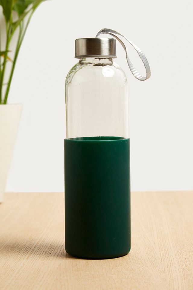 Gourde en verre avec housse en silicone vert  #1