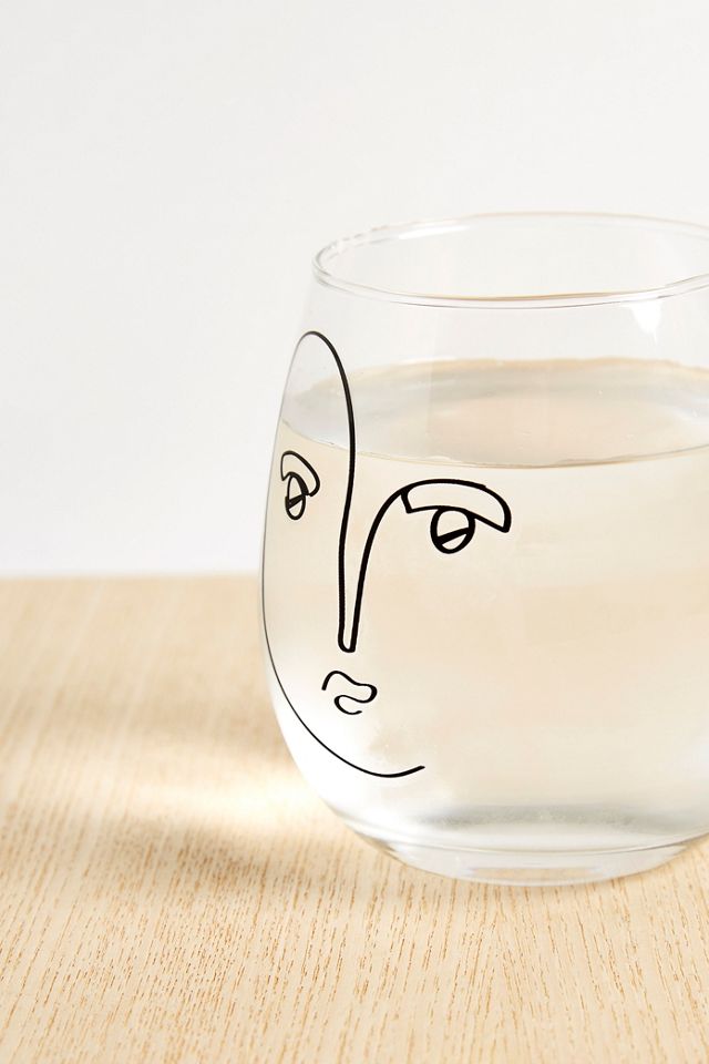 Face Outline Stemless Wine Glass