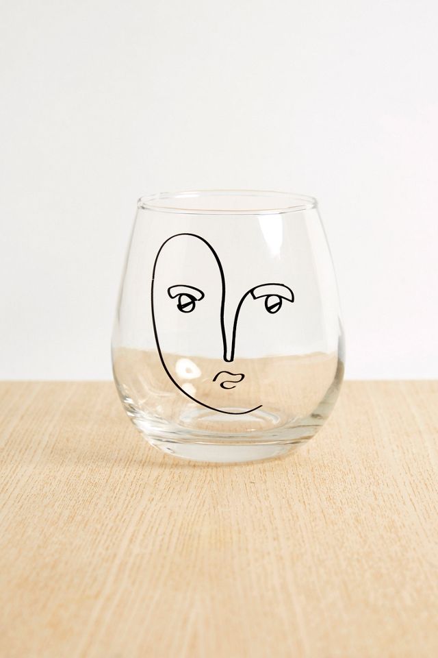 Face Outline Stemless Wine Glass #1