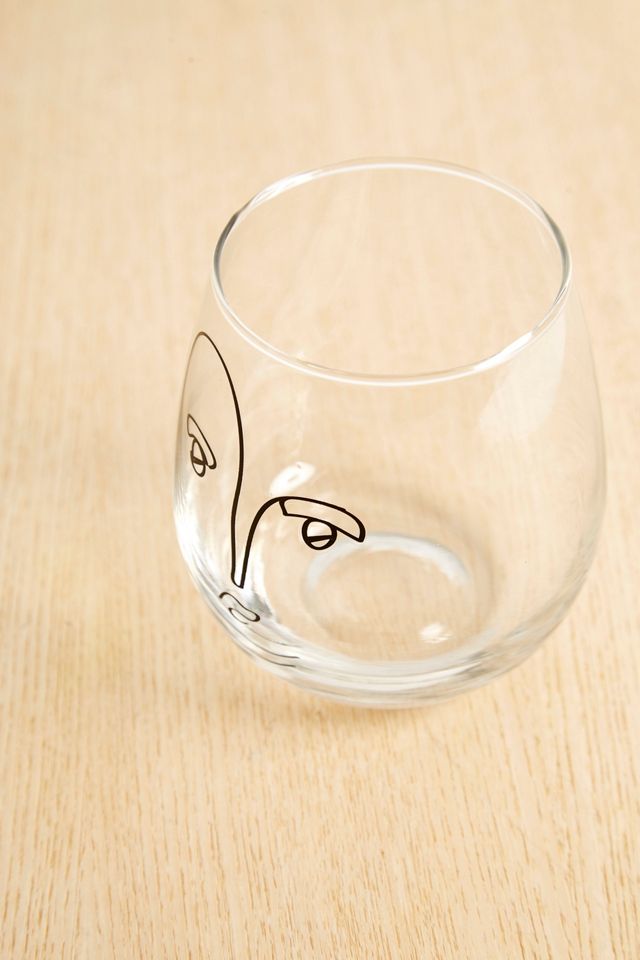 Face Outline Stemless Wine Glass #2
