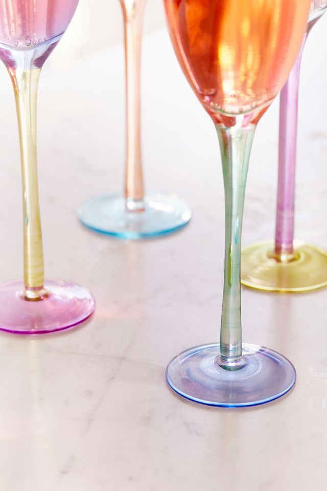 Assorted Colourblock Flute Glass - Set of 4 #2