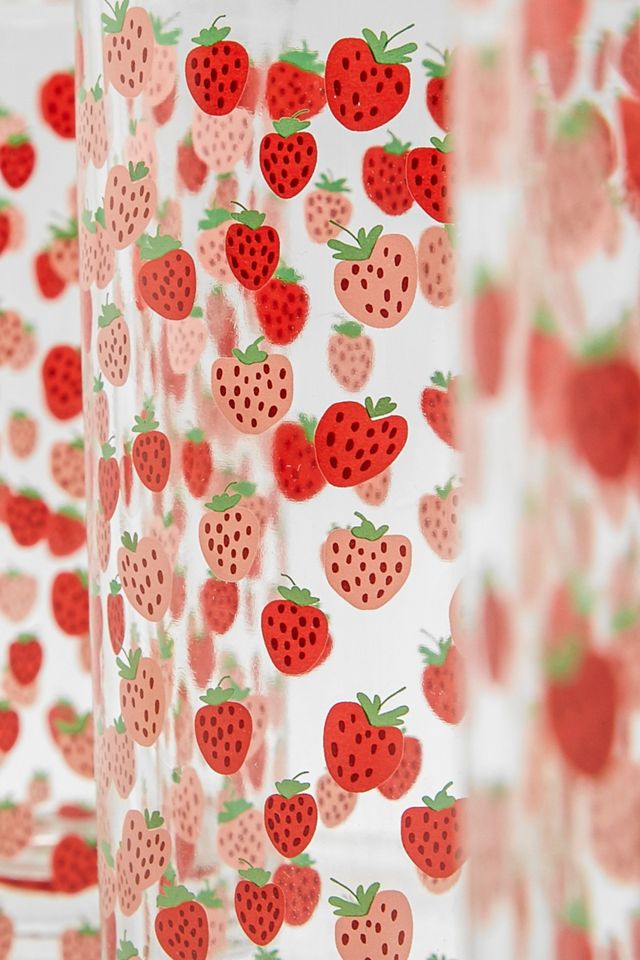 Strawberry Print Glass - Set of 4 #1
