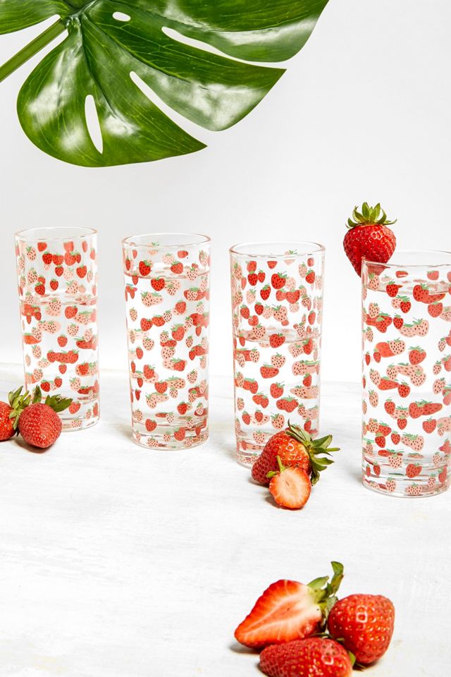 Strawberry Print Glass - Set of 4 #2