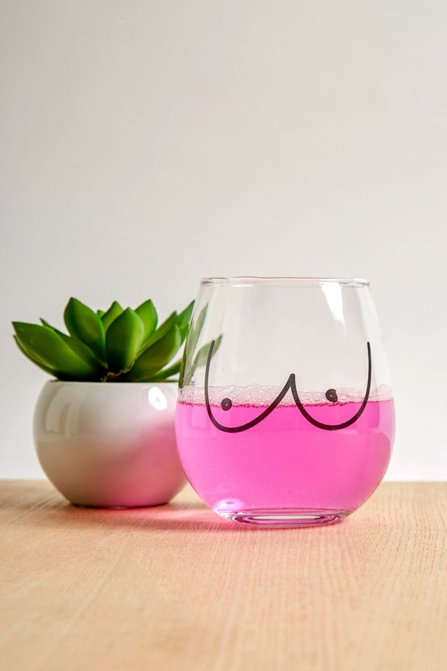 Boob Print Stemless Wine Glass #1