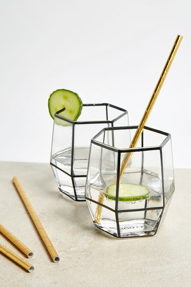 Root7 - Verre à motif géomérique noir - Lot de 2
