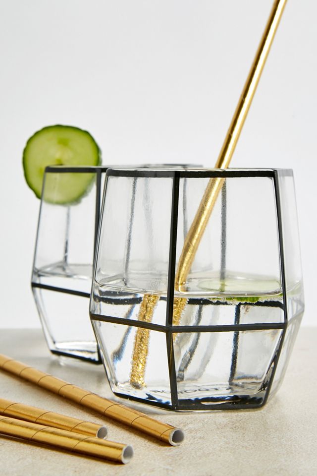 Root7 - Verre à motif géomérique noir - Lot de 2 #2