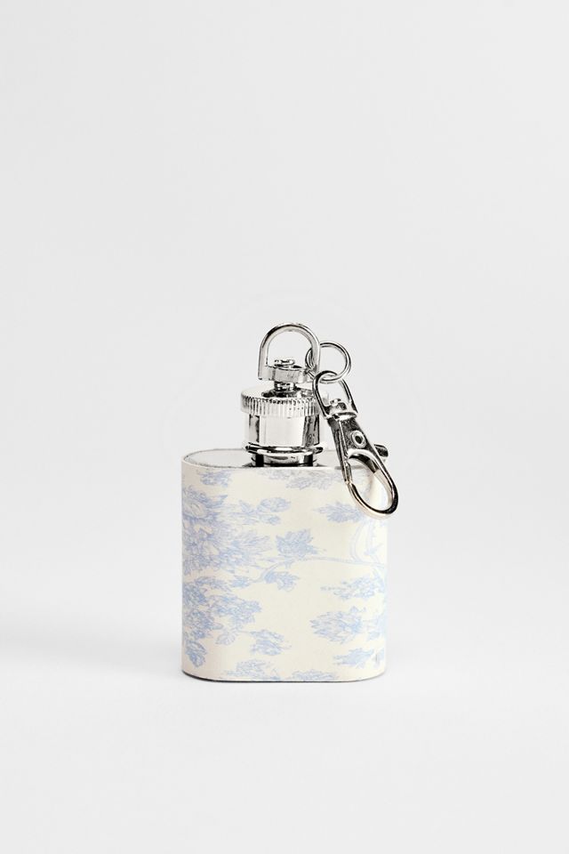 Blue Toile Flask Keyring #1