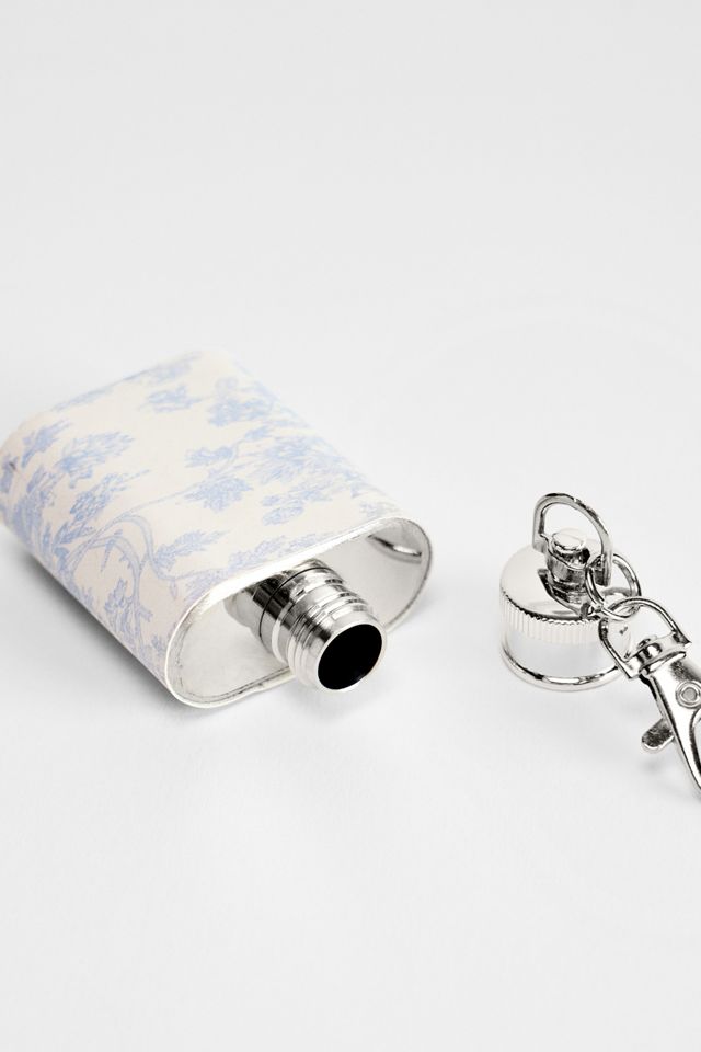 Blue Toile Flask Keyring #2