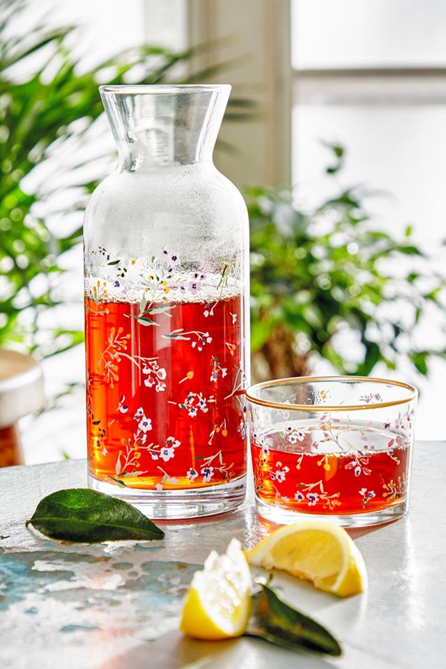 Glaskaraffe mit Blumendesign #1