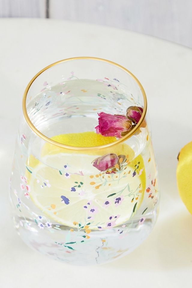 Verre à vin sans pieds floral #2