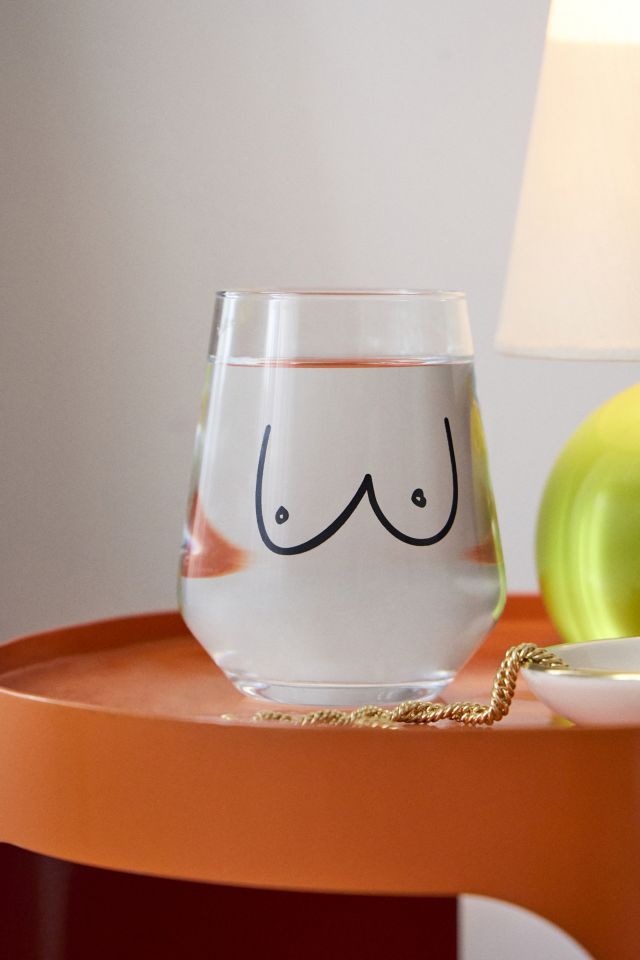 Boob Print Stemless Wine Glass