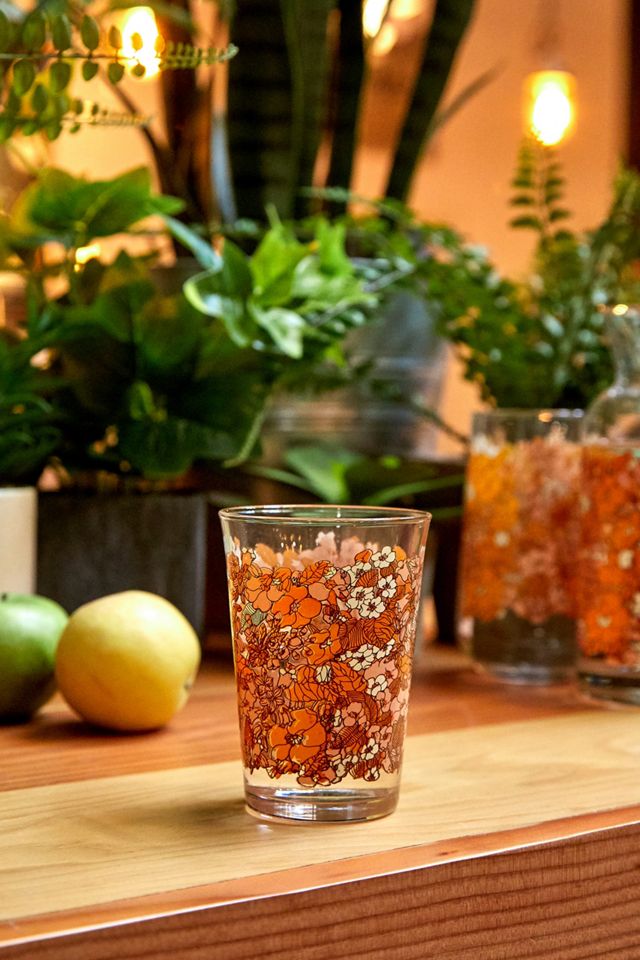 70s Floral Glass Tumbler | Urban Outfitters UK