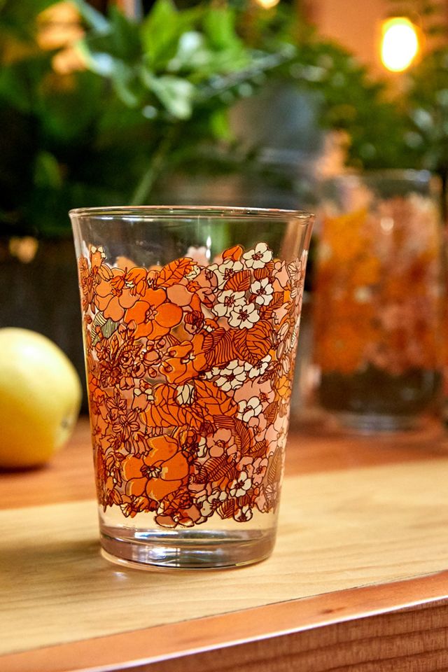 70s Floral Glass Tumbler | Urban Outfitters UK