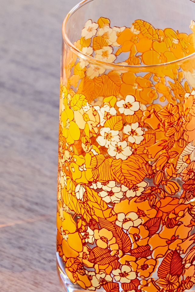 70s Floral High Ball Glass | Urban Outfitters UK