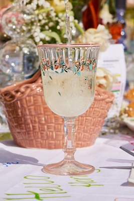 Floral Ribbed Wine Glass - Pink ALL at Urban Outfitters