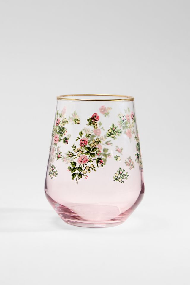 Lorna Floral Stemless Wine Glass #3