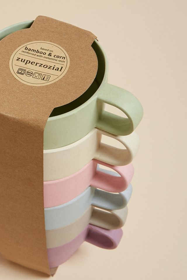 Zuperzozial Set of 6 Pastel Bamboo Stackable Mugs #2
