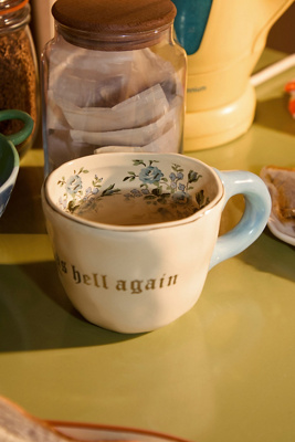Gothic Slogan Floral Mug - Blue ALL at Urban Outfitters