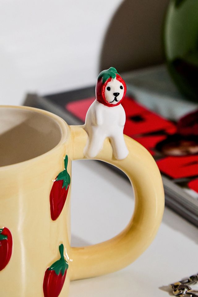 Sitzende Erdbeerkatze Tasse #1