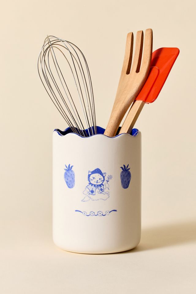 Strawberry Cat Utensil Holder #2