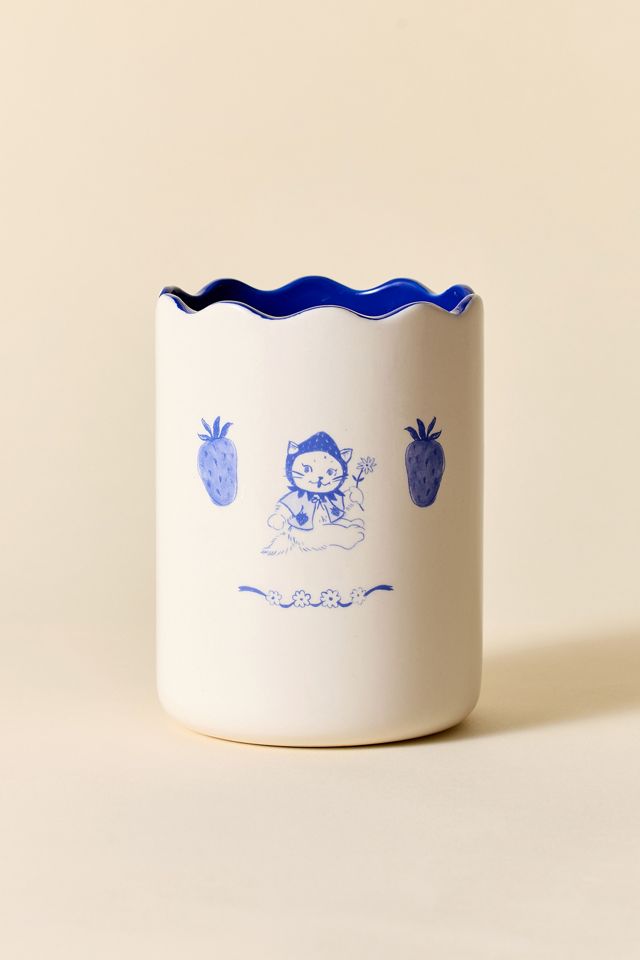 Strawberry Cat Utensil Holder #4