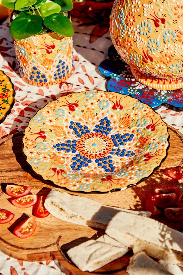 Fethiye Painted Yellow Plate Urban Outfitters UK