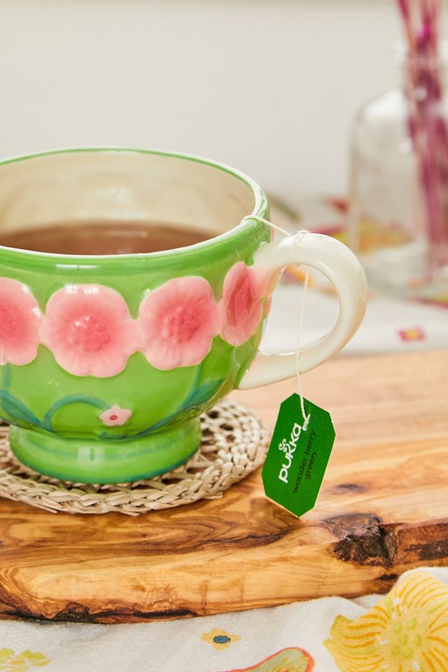 RICE Green Floral Mug  #1