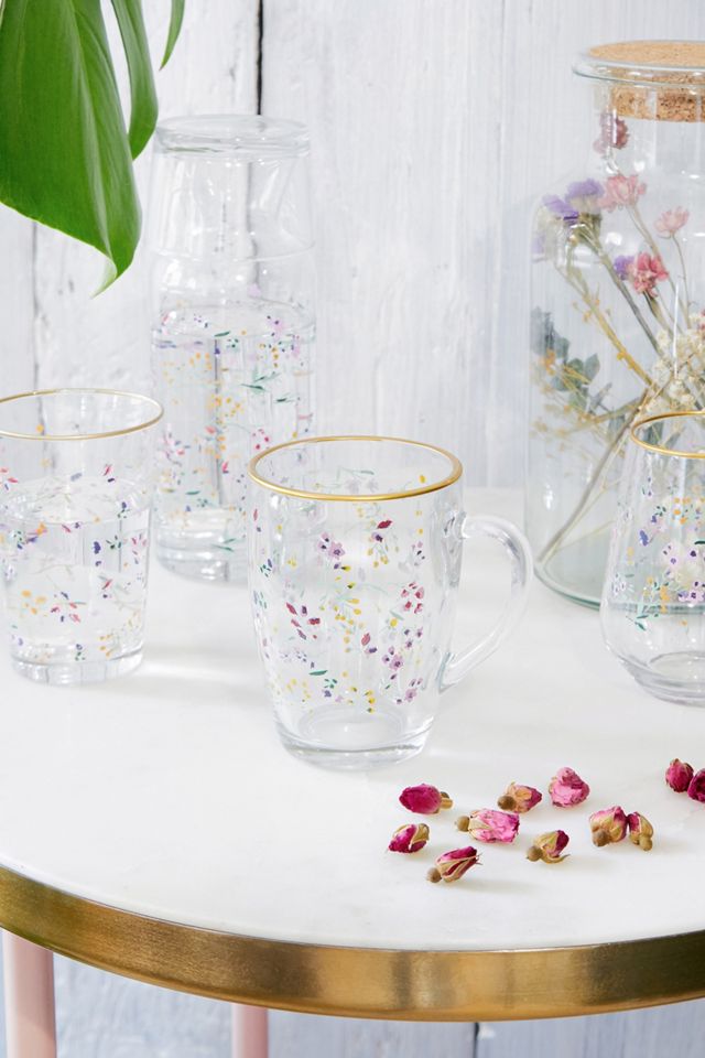 Tasse en verre motif fleuri #1