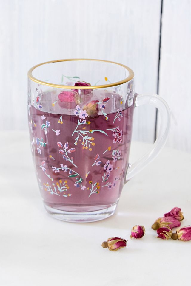 Tasse en verre motif fleuri #2