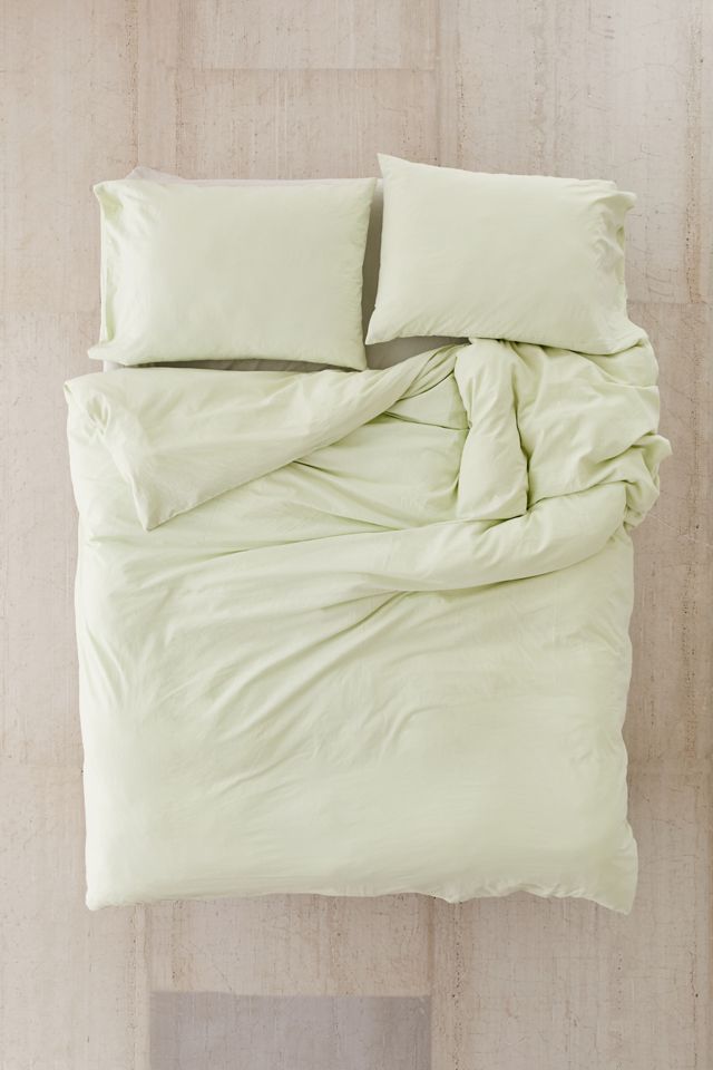 Housse de couette en coton lavé vert pâle #1