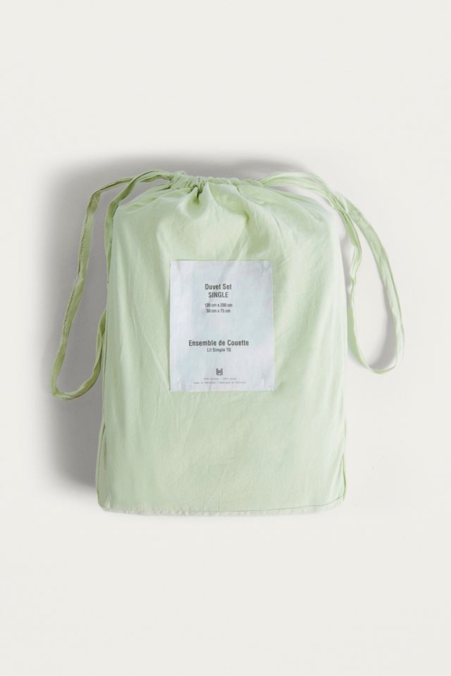 Housse de couette en coton lavé vert pâle #5