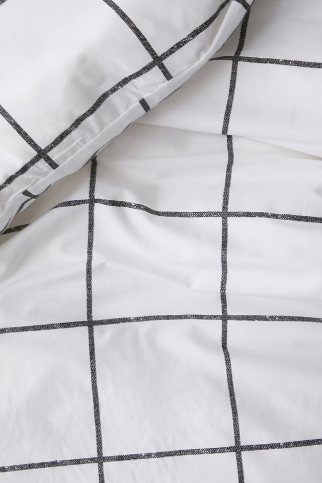 Kariertes Bettbezugset in Distressed-Optik mit wiederverwendbarem Stoffbeutel #2