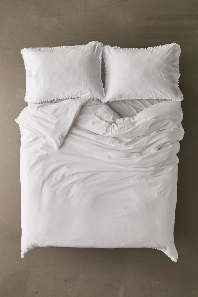 Washed Organic Cotton Ruffle Duvet Cover Set With Reusable Fabric Bag #1