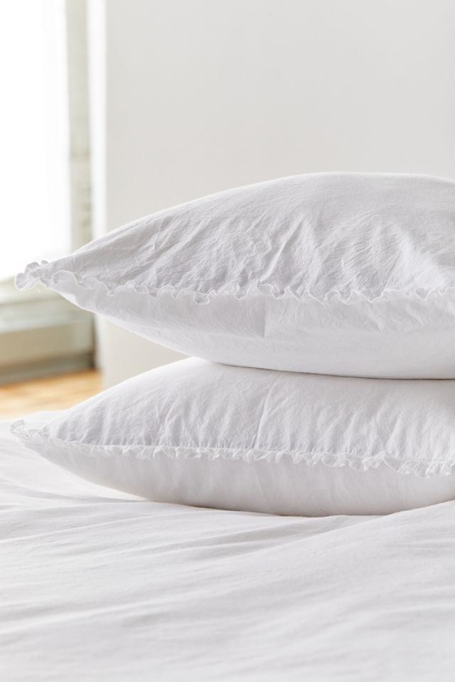 Washed Organic Cotton Ruffle Duvet Cover Set With Reusable Fabric Bag #2