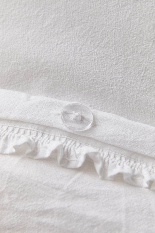 Washed Organic Cotton Ruffle Duvet Cover Set With Reusable Fabric Bag #5