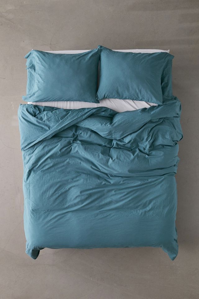 Turquoise Washed Cotton Duvet Cover With Reusable Fabric Bag #1